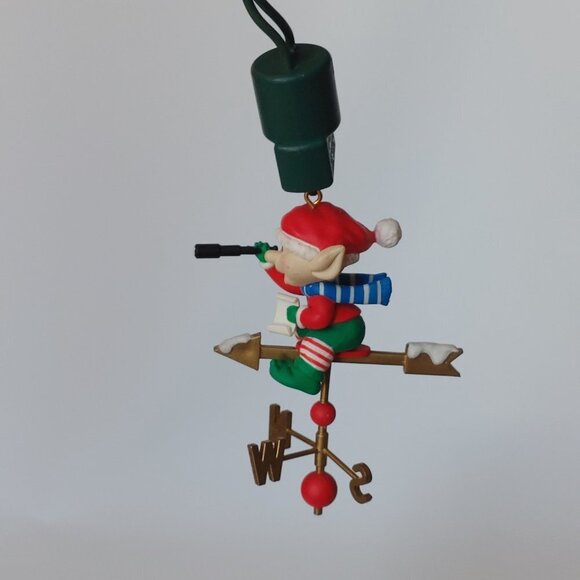 VINTAGE NOMA Ornamotion Elf Weather vein Rotating Christmas Ornament w Box - Picture 2 of 11
